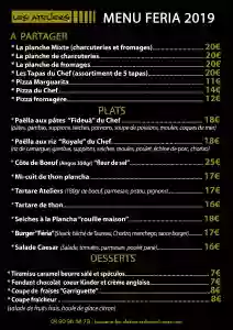 Menu Féria 2019 - Les Ateliers - Restaurant Arles - Restaurant terrasse Arles